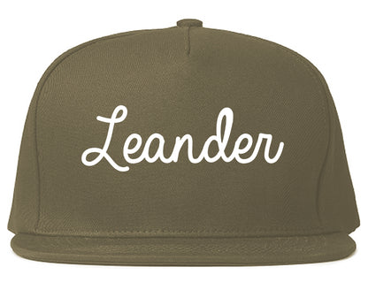 Leander Texas TX Script Mens Snapback Hat Grey