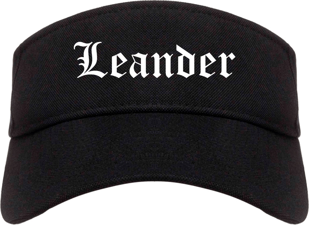 Leander Texas TX Old English Mens Visor Cap Hat Black