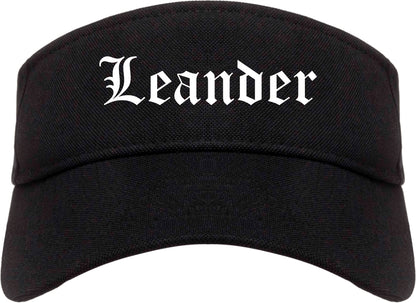 Leander Texas TX Old English Mens Visor Cap Hat Black