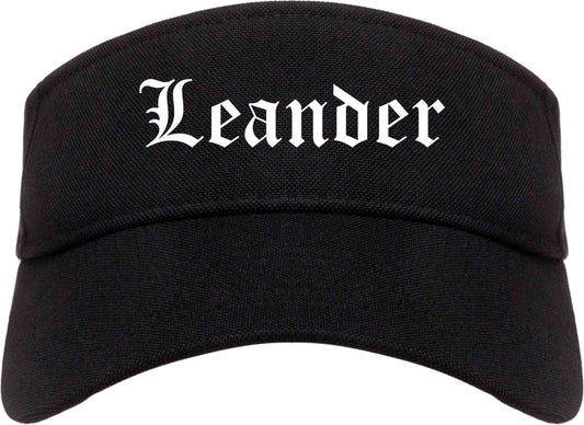 Leander Texas TX Old English Mens Visor Cap Hat Black