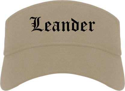 Leander Texas TX Old English Mens Visor Cap Hat Khaki