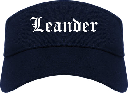 Leander Texas TX Old English Mens Visor Cap Hat Navy Blue