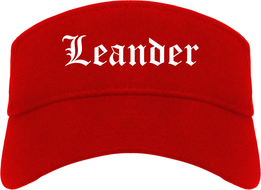 Leander Texas TX Old English Mens Visor Cap Hat Red