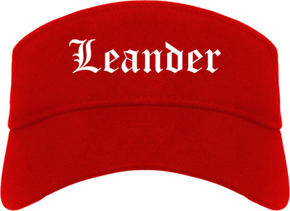 Leander Texas TX Old English Mens Visor Cap Hat Red