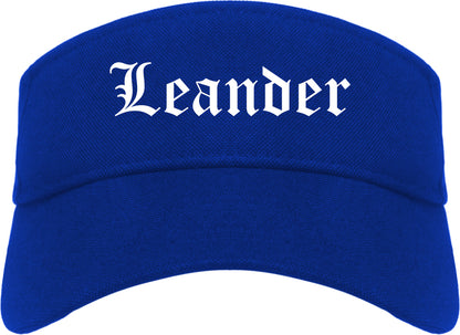 Leander Texas TX Old English Mens Visor Cap Hat Royal Blue