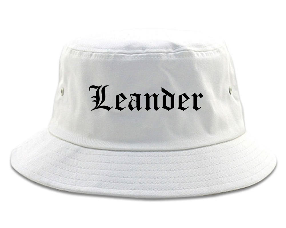 Leander Texas TX Old English Mens Bucket Hat White
