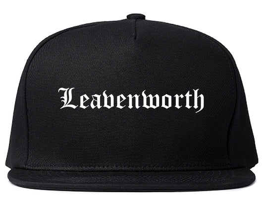 Leavenworth Kansas KS Old English Mens Snapback Hat Black