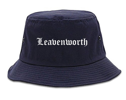 Leavenworth Kansas KS Old English Mens Bucket Hat Navy Blue