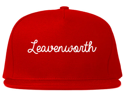 Leavenworth Kansas KS Script Mens Snapback Hat Red