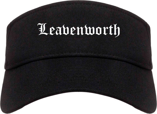 Leavenworth Kansas KS Old English Mens Visor Cap Hat Black