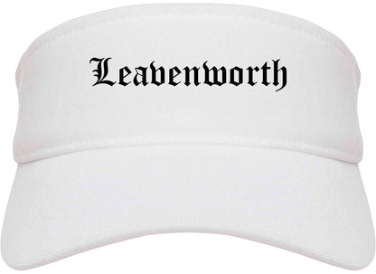 Leavenworth Kansas KS Old English Mens Visor Cap Hat White
