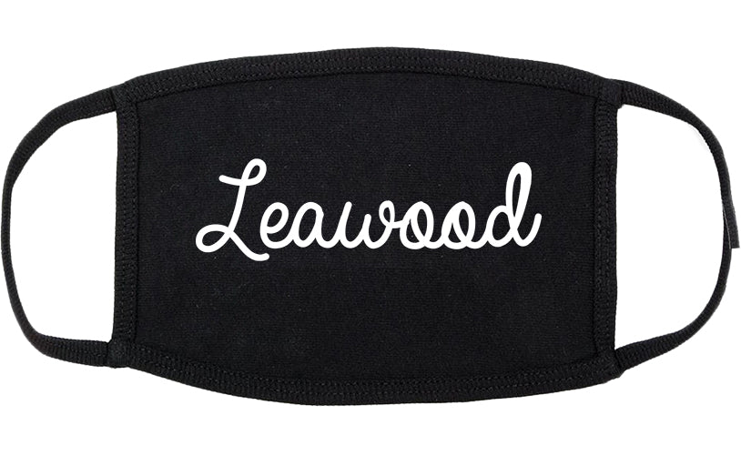 Leawood Kansas KS Script Cotton Face Mask Black