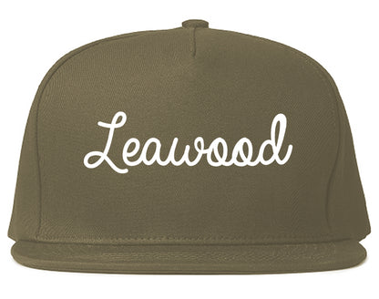 Leawood Kansas KS Script Mens Snapback Hat Grey