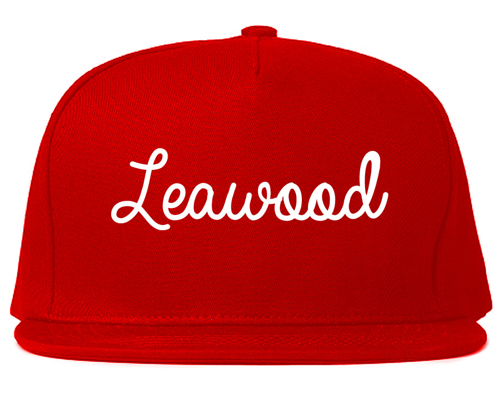 Leawood Kansas KS Script Mens Snapback Hat Red