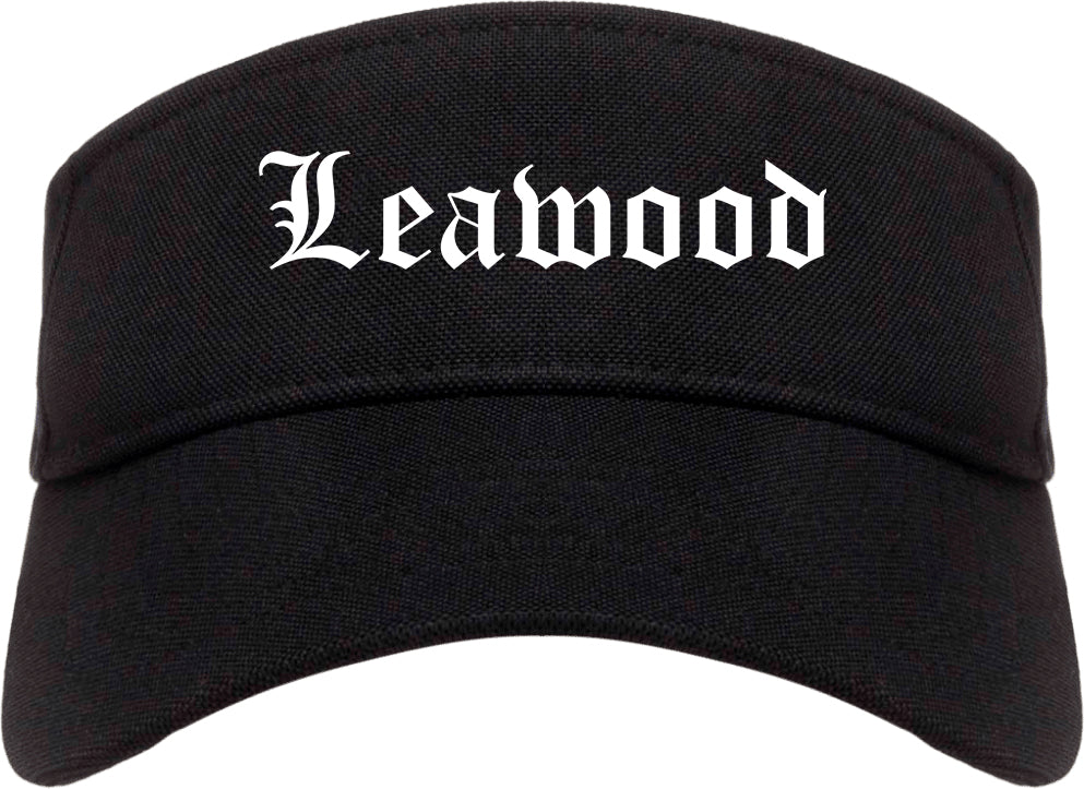 Leawood Kansas KS Old English Mens Visor Cap Hat Black