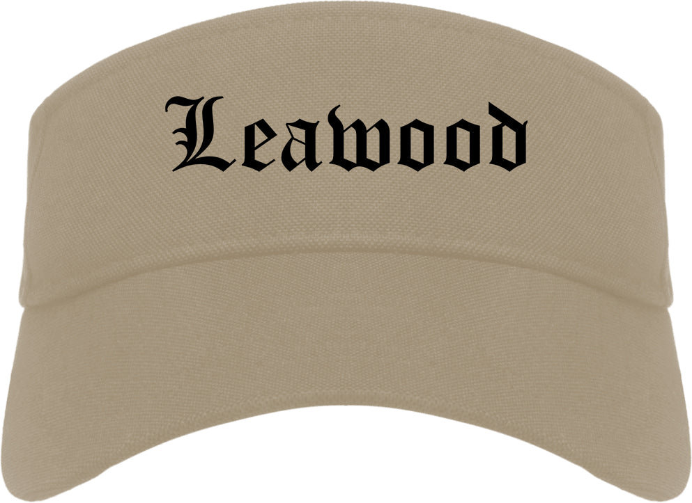Leawood Kansas KS Old English Mens Visor Cap Hat Khaki