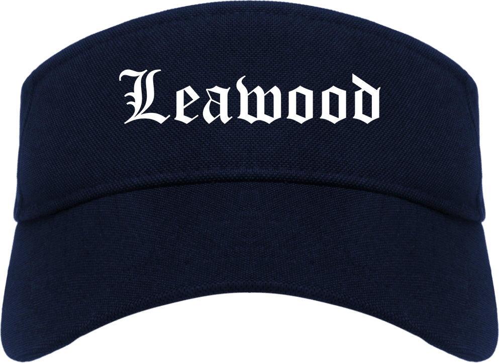 Leawood Kansas KS Old English Mens Visor Cap Hat Navy Blue