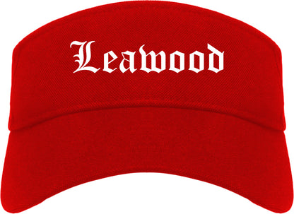 Leawood Kansas KS Old English Mens Visor Cap Hat Red