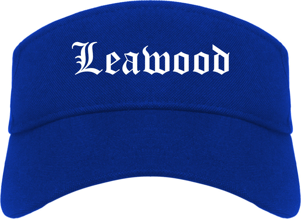 Leawood Kansas KS Old English Mens Visor Cap Hat Royal Blue