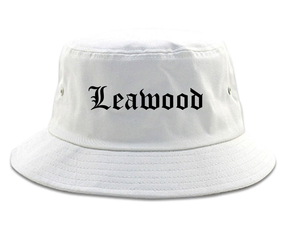 Leawood Kansas KS Old English Mens Bucket Hat White