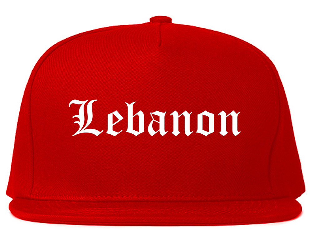 Lebanon Illinois IL Old English Mens Snapback Hat Red