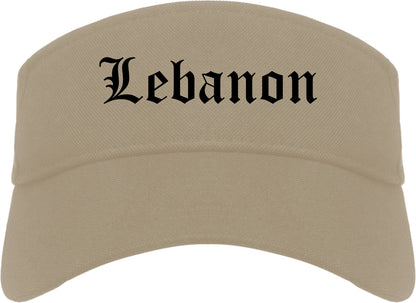Lebanon Illinois IL Old English Mens Visor Cap Hat Khaki