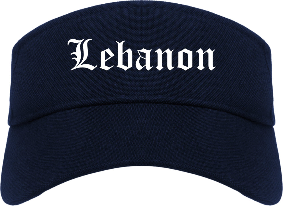 Lebanon Illinois IL Old English Mens Visor Cap Hat Navy Blue