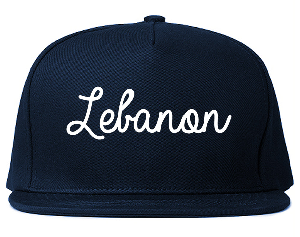 Lebanon Indiana IN Script Mens Snapback Hat Navy Blue