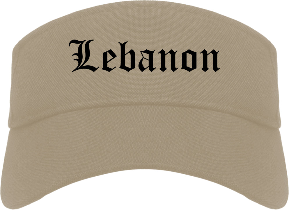 Lebanon Indiana IN Old English Mens Visor Cap Hat Khaki