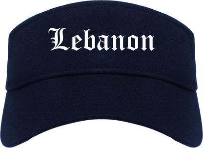 Lebanon Indiana IN Old English Mens Visor Cap Hat Navy Blue