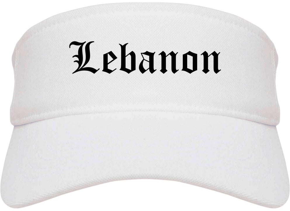 Lebanon Indiana IN Old English Mens Visor Cap Hat White