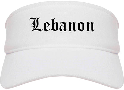 Lebanon Missouri MO Old English Mens Visor Cap Hat White
