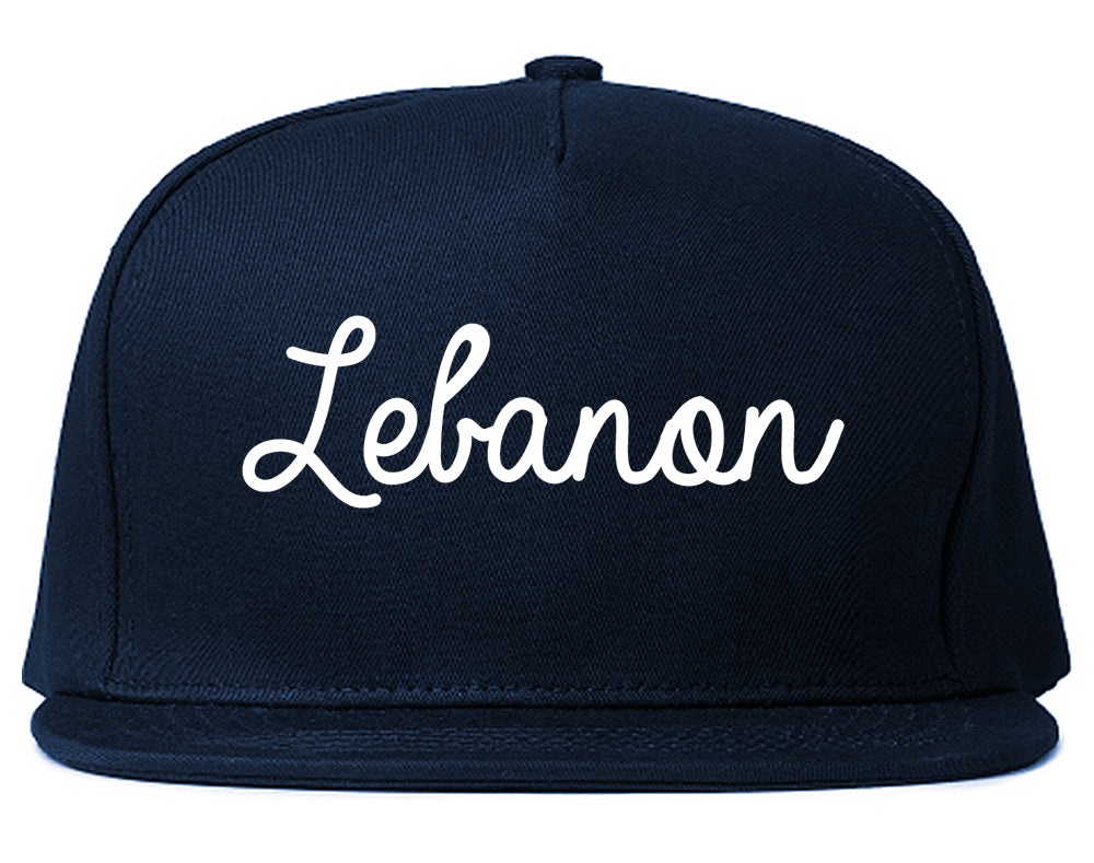 Lebanon New Hampshire NH Script Mens Snapback Hat Navy Blue