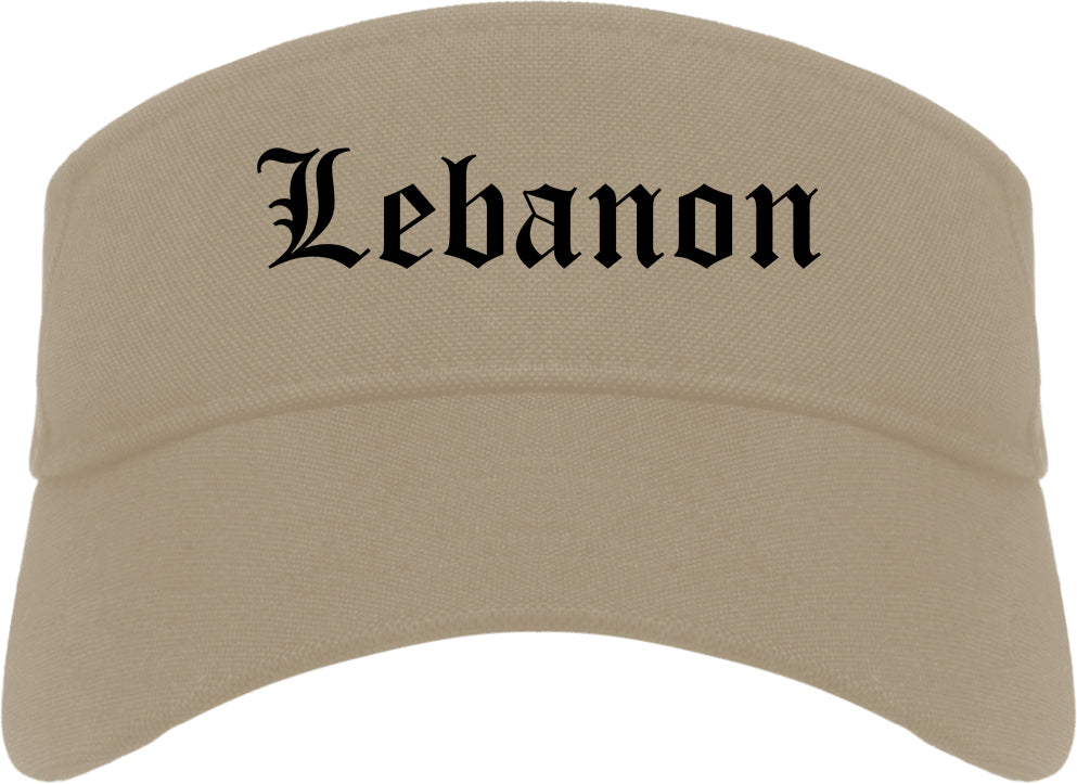 Lebanon Ohio OH Old English Mens Visor Cap Hat Khaki