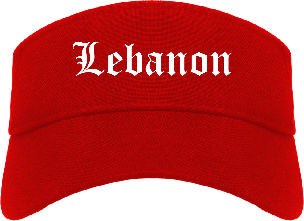 Lebanon Ohio OH Old English Mens Visor Cap Hat Red