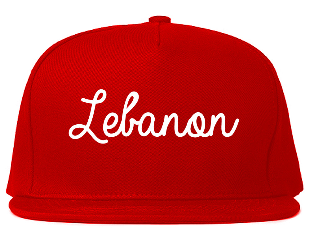 Lebanon Oregon OR Script Mens Snapback Hat Red