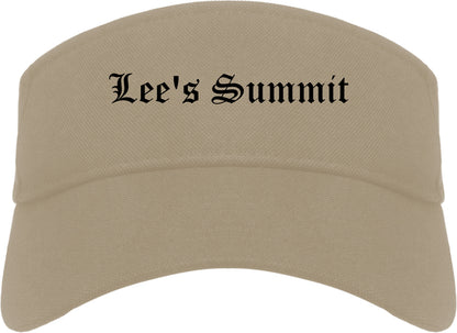 Lee's Summit Missouri MO Old English Mens Visor Cap Hat Khaki