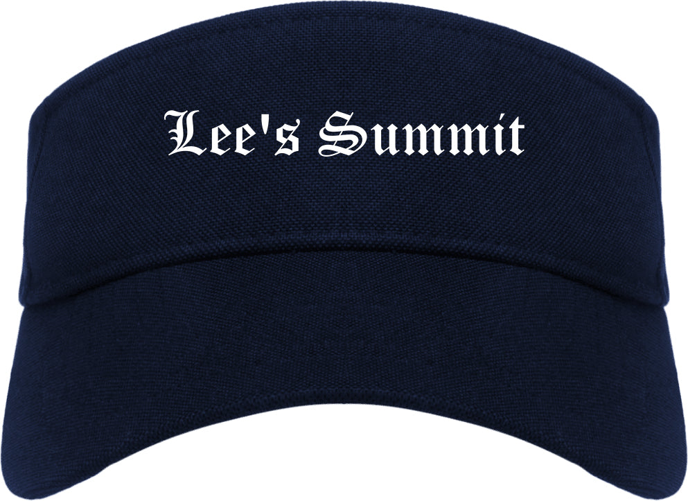 Lee's Summit Missouri MO Old English Mens Visor Cap Hat Navy Blue