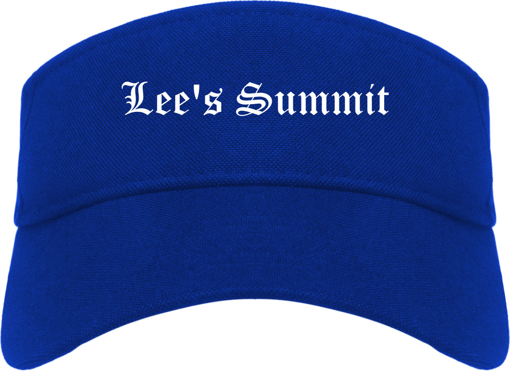 Lee's Summit Missouri MO Old English Mens Visor Cap Hat Royal Blue