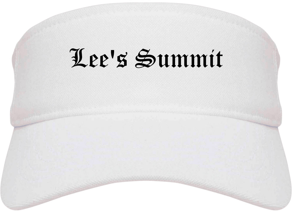 Lee's Summit Missouri MO Old English Mens Visor Cap Hat White