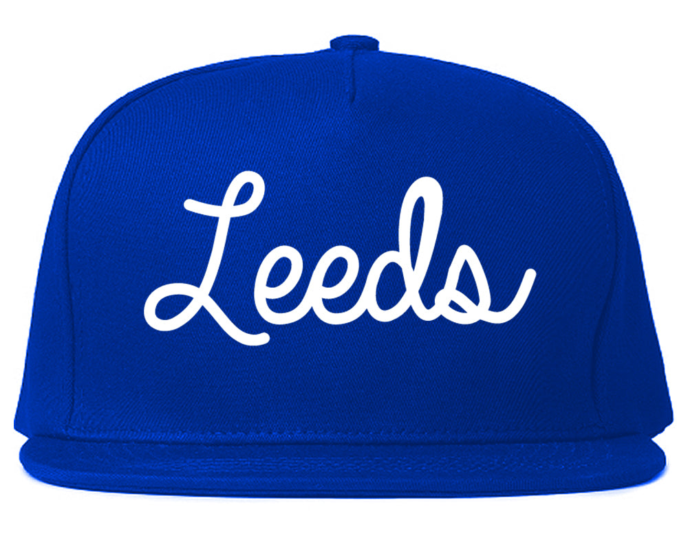 Leeds Alabama AL Script Mens Snapback Hat Royal Blue