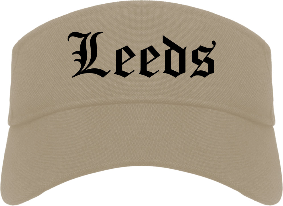 Leeds Alabama AL Old English Mens Visor Cap Hat Khaki