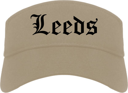 Leeds Alabama AL Old English Mens Visor Cap Hat Khaki