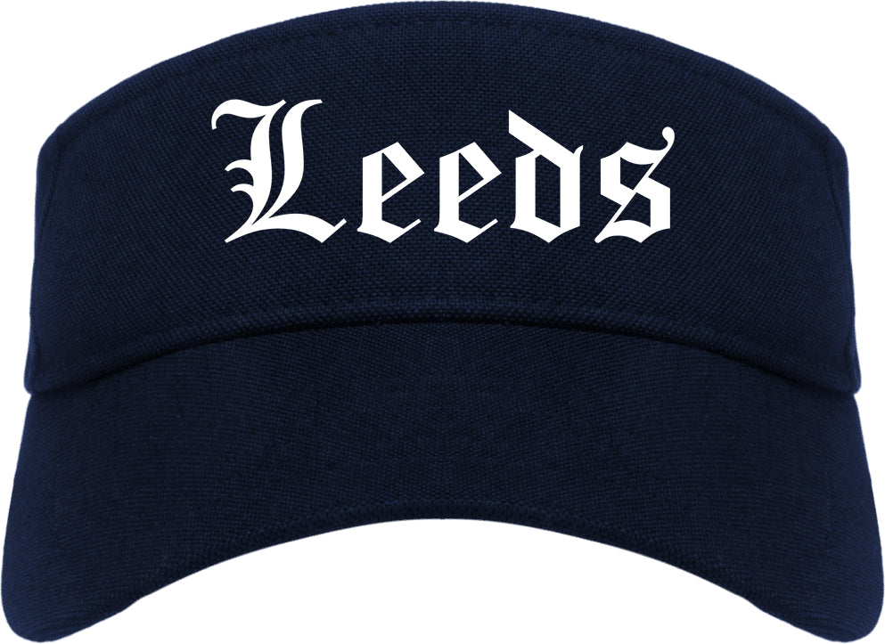 Leeds Alabama AL Old English Mens Visor Cap Hat Navy Blue