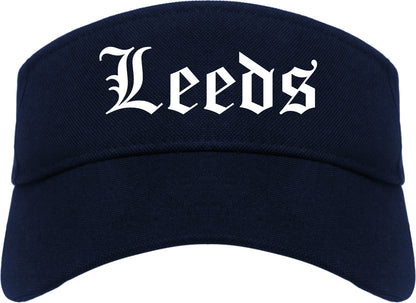 Leeds Alabama AL Old English Mens Visor Cap Hat Navy Blue