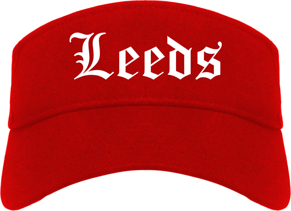 Leeds Alabama AL Old English Mens Visor Cap Hat Red