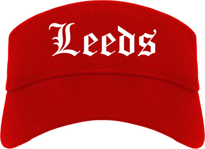Leeds Alabama AL Old English Mens Visor Cap Hat Red