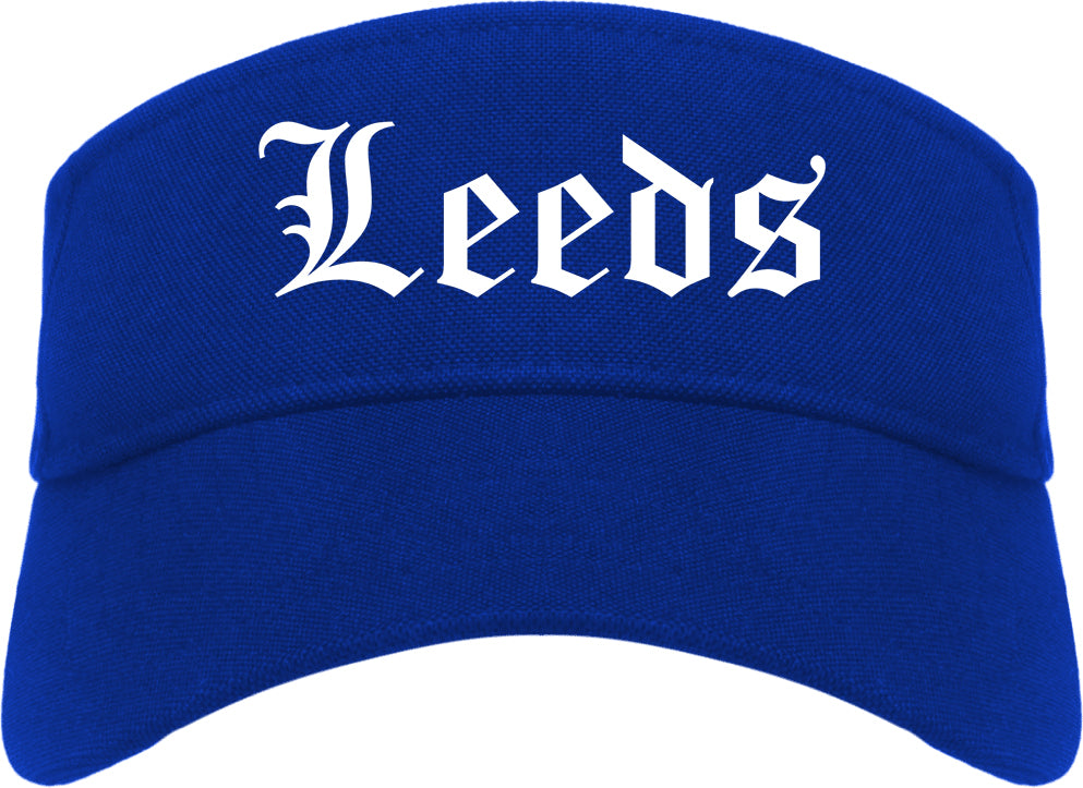 Leeds Alabama AL Old English Mens Visor Cap Hat Royal Blue