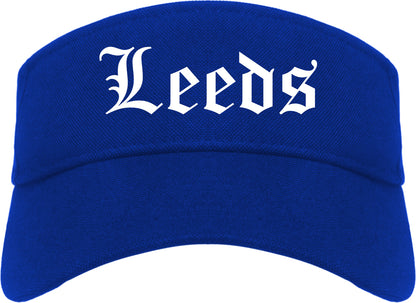 Leeds Alabama AL Old English Mens Visor Cap Hat Royal Blue