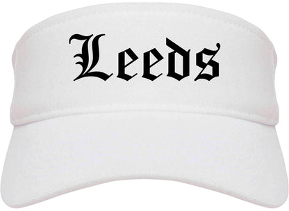 Leeds Alabama AL Old English Mens Visor Cap Hat White